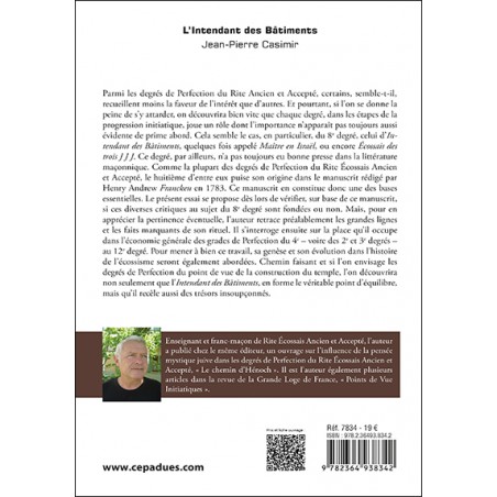 L'Intendant des Bâtiments. Point d’équilibre des degrés de perfection du Rite Écossais Ancien et Accepté