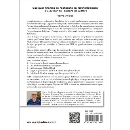 Quelques thèmes de recherche en mathématiques. TIPE autour de l'algèbre de Clifford